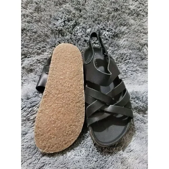 Zara Black Leather Sandals size 24 - Picture 5 of 6